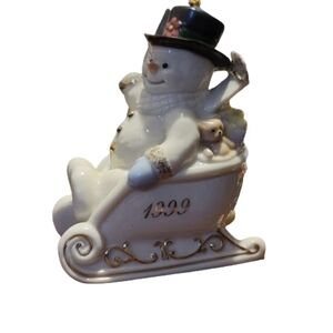 Lenox Annual Snowman-Ornament Sleigh Full of Smiles 1999 vintage